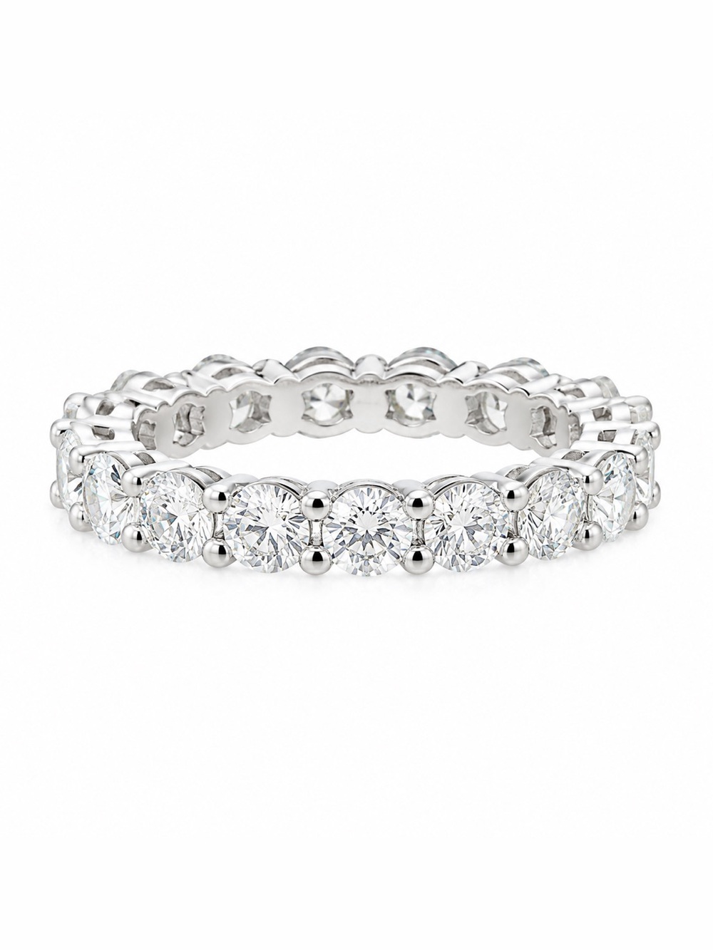 Moissanite Eternity Band Ring 3.52ctw Sterling Silver Round Stackable NWT Size 7